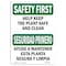 Signmission OSHA Sign, Help Keep Plant Safe Clean Bilingual, 10in X 7in Decal, 7" W, 10" L, Landscape OS-SF-D-710-L-10809 - alternate 1